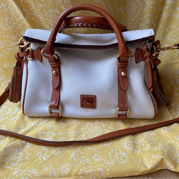 Dooney & Bourke Handbags - Dooney & Bourke pebble grain leather  satchel White and Tan